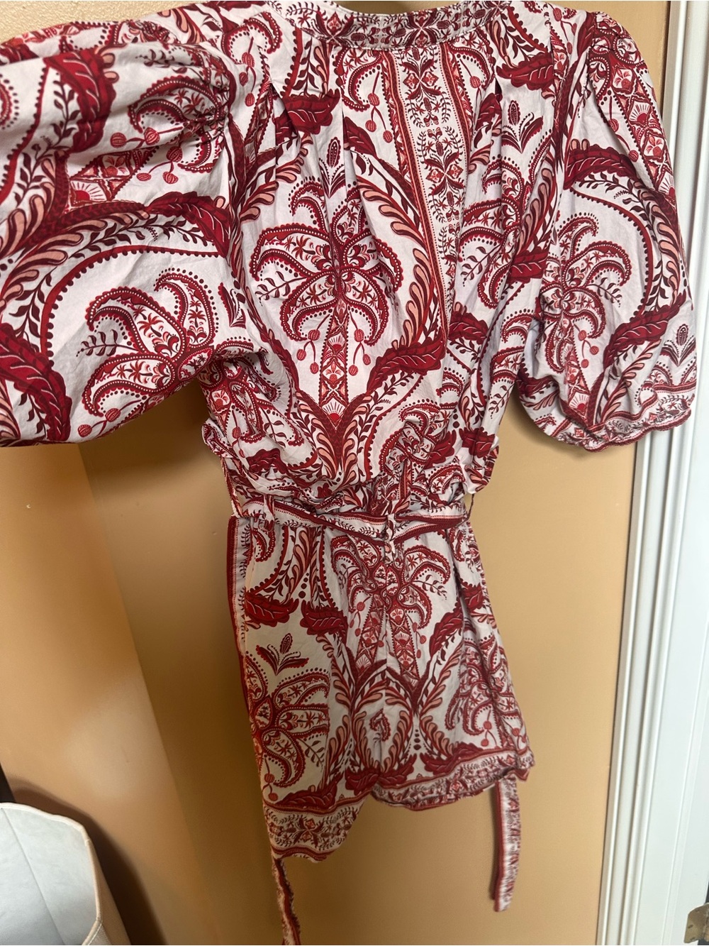 FARM Rio Red and White Paisley-Print romper